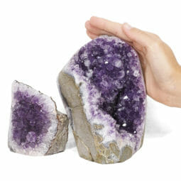 2.07kg Amethyst Polished Crystal Geode Specimen Set 2 Pieces DR120 | Himalayan Salt Factory