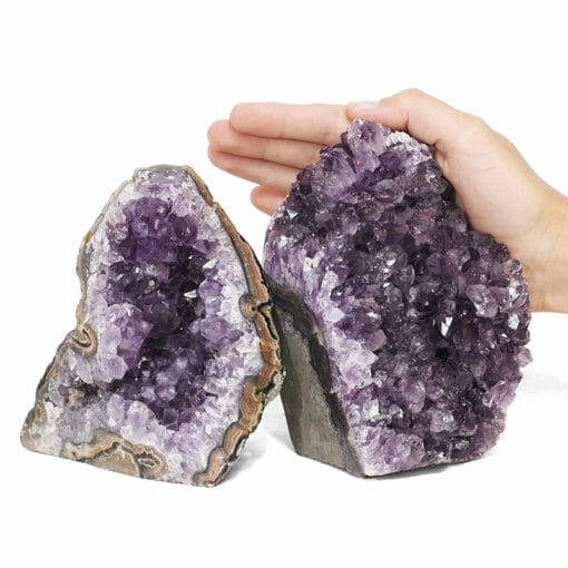 2.17kg Amethyst Polished Crystal Geode Specimen Set 2 Pieces DR128 | Himalayan Salt Factory