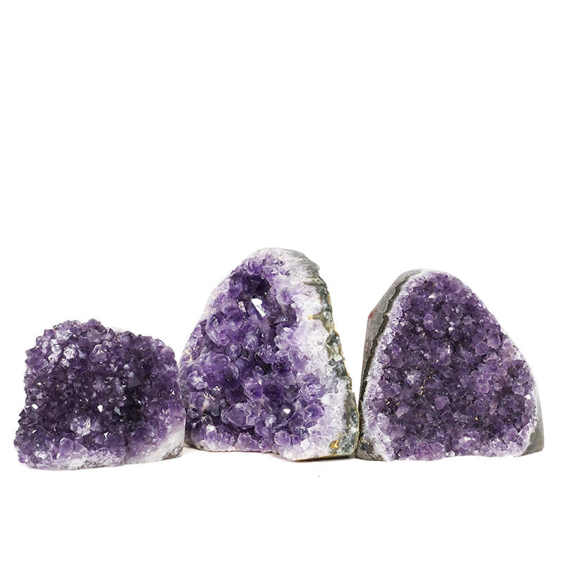1.90kg Amethyst Polished Crystal Geode Specimen Set 3 Pieces DR141 3 1.90kg Amethyst Polished Crystal Geode Specimen Set 3 Pieces DR141 | Himalayan Salt Factory