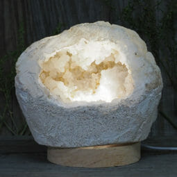 1.96kg Natural Calcite Geode Lamp with Large LED Light Base DB061 | Himalayan Salt Factory
