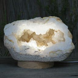 2.17kg Natural Calcite Geode Lamp with Large LED Light Base DB063 | Himalayan Salt Factory