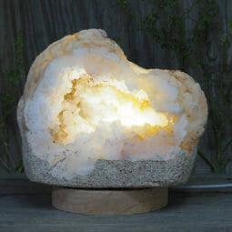 1.97kg Natural Calcite Geode Lamp with Large LED Light Base DB064 | Himalayan Salt Factory