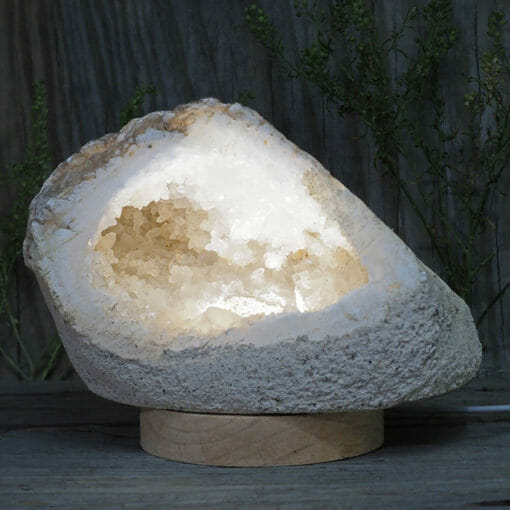 2.25kg Natural Calcite Geode Lamp with Large LED Light Base DB065 | Himalayan Salt Factory