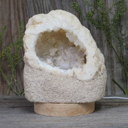 2.04kg Natural Calcite Geode Lamp with Large LED Light Base DB068 | Himalayan Salt Factory