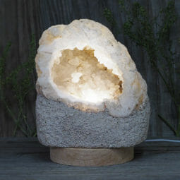 2.04kg Natural Calcite Geode Lamp with Large LED Light Base DB068 | Himalayan Salt Factory