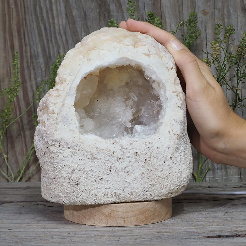 2.47kg Natural Calcite Geode Lamp with Large LED Light Base DB070 5 2.47kg Natural Calcite Geode Lamp with Large LED Light Base DB070 | Himalayan Salt Factory