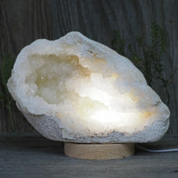 2.90kg Natural Calcite Geode Lamp with Large LED Light Base DB075 | Himalayan Salt Factory