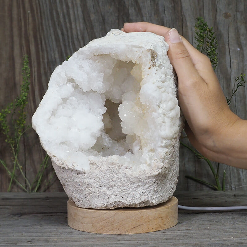 2.48kg Natural Calcite Geode Lamp with Large LED Light Base DB077 5 2.48kg Natural Calcite Geode Lamp with Large LED Light Base DB077 | Himalayan Salt Factory
