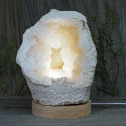 2.48kg Natural Calcite Geode Lamp with Large LED Light Base DB077 | Himalayan Salt Factory