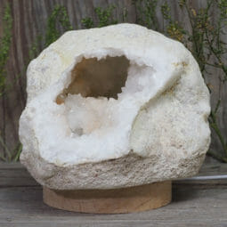 2.39kg Natural Calcite Geode Lamp with Large LED Light Base DB079 | Himalayan Salt Factory