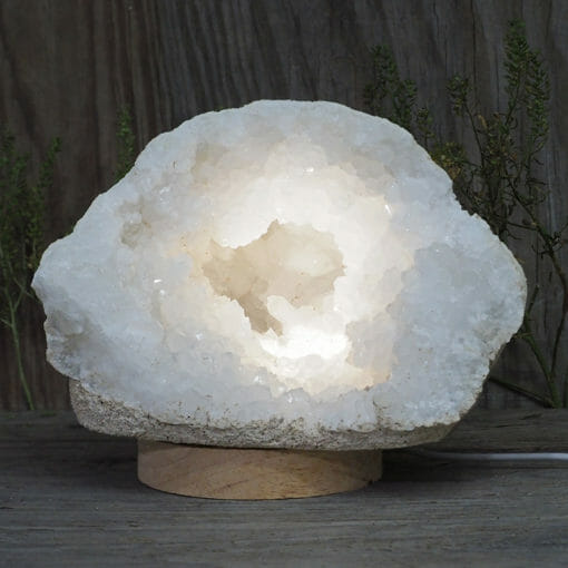 2.64kg Natural Calcite Geode Lamp with Large LED Light Base DB082 | Himalayan Salt Factory
