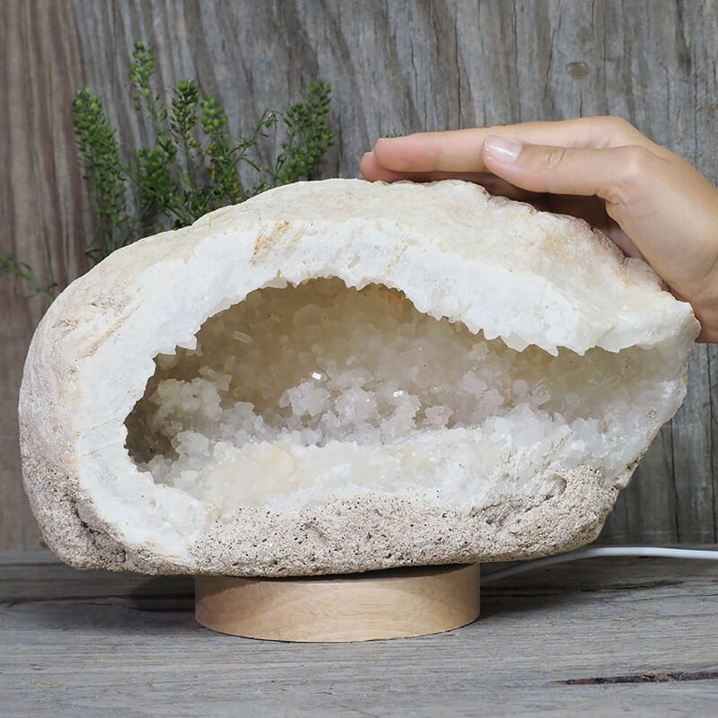 2.75kg Natural Calcite Geode Lamp with Large LED Light Base DR153 5 2.75kg Natural Calcite Geode Lamp with Large LED Light Base DR153 | Himalayan Salt Factory