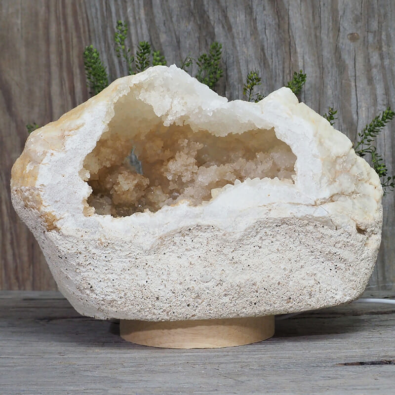 2.92kg Natural Calcite Geode Lamp with Large LED Light Base DR154 4 2.92kg Natural Calcite Geode Lamp with Large LED Light Base DR154 | Himalayan Salt Factory