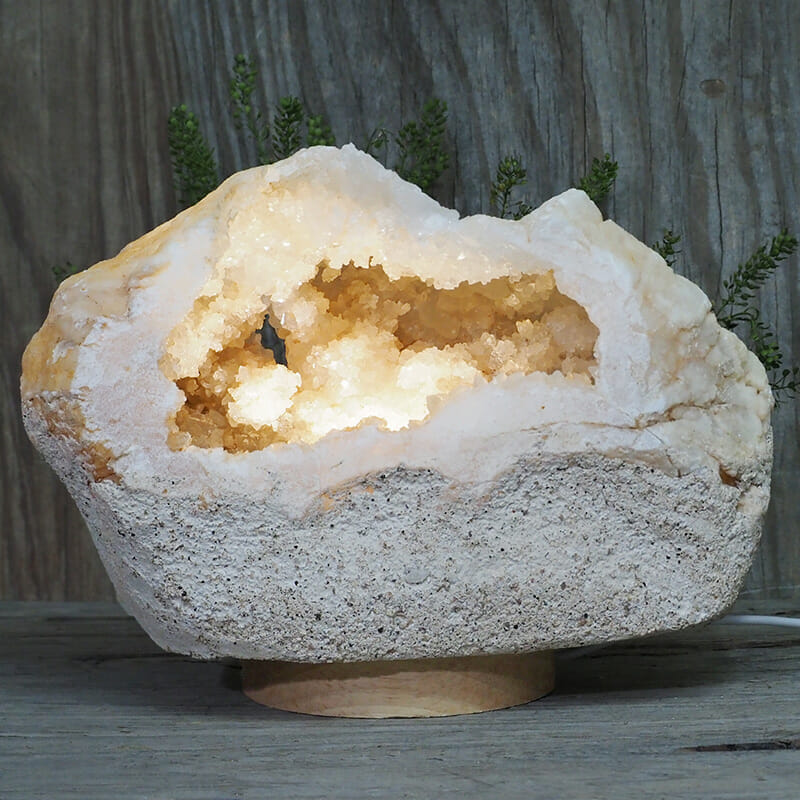 2.92kg Natural Calcite Geode Lamp with Large LED Light Base DR154 3 2.92kg Natural Calcite Geode Lamp with Large LED Light Base DR154 | Himalayan Salt Factory
