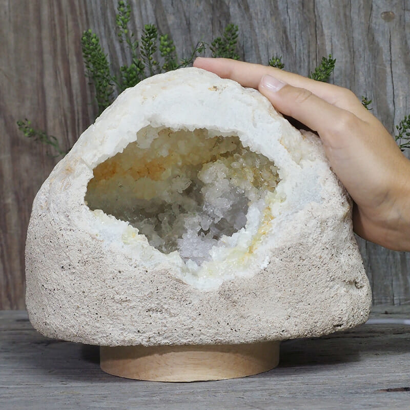 3.00kg Natural Calcite Geode Lamp with Large LED Light Base DR156 5 3.00kg Natural Calcite Geode Lamp with Large LED Light Base DR156 | Himalayan Salt Factory