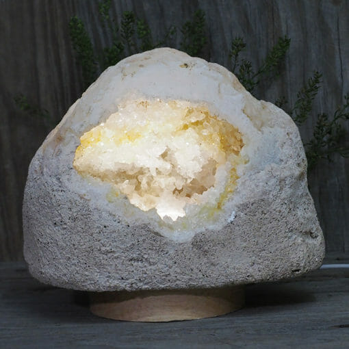 3.00kg Natural Calcite Geode Lamp with Large LED Light Base DR156 | Himalayan Salt Factory