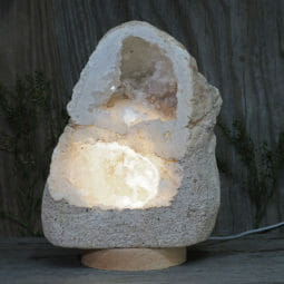 3.00kg Natural Calcite Geode Lamp with Large LED Light Base DR168 | Himalayan Salt Factory