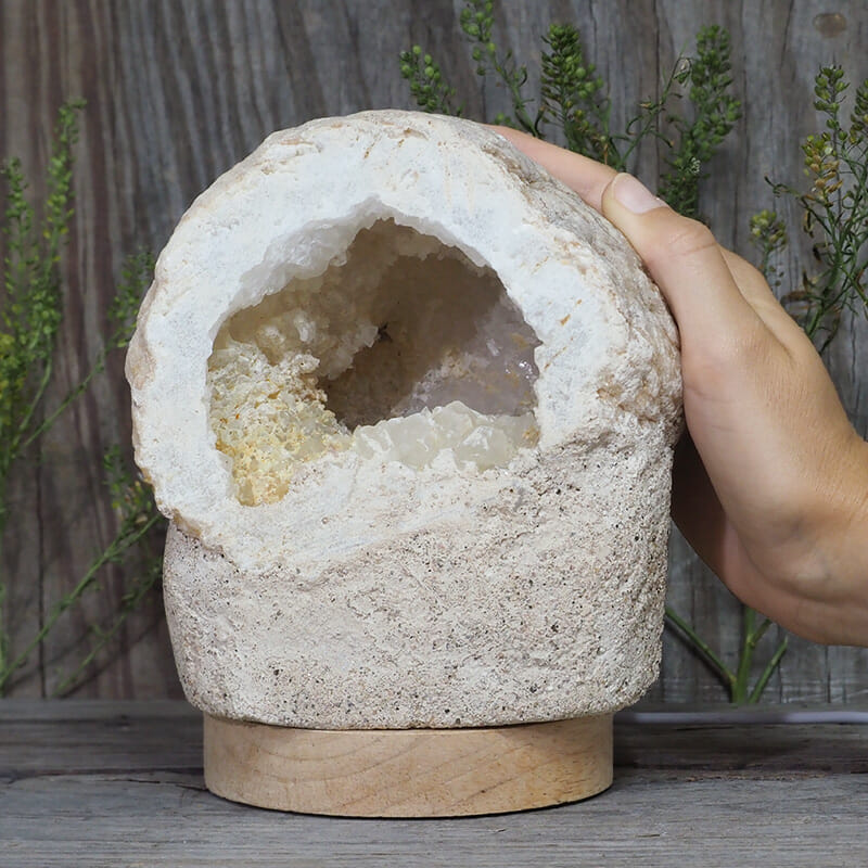 2.02kg Natural Calcite Geode Lamp with Large LED Light Base DB051 5 2.02kg Natural Calcite Geode Lamp with Large LED Light Base DB051 | Himalayan Salt Factory
