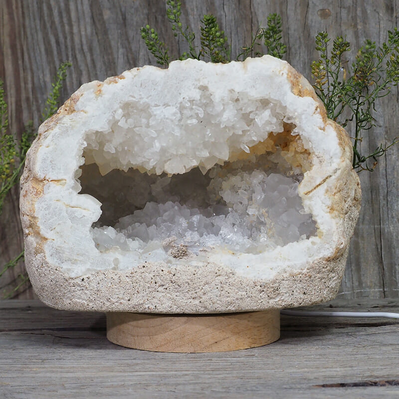 3.03kg Natural Calcite Geode Lamp with Large LED Light Base DB053 4 3.03kg Natural Calcite Geode Lamp with Large LED Light Base DB053 | Himalayan Salt Factory