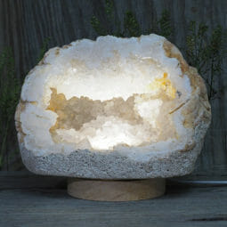 3.03kg Natural Calcite Geode Lamp with Large LED Light Base DB053 | Himalayan Salt Factory
