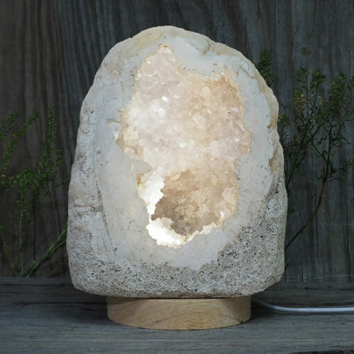 2.87kg Natural Calcite Geode Lamp with Large LED Light Base DB055 | Himalayan Salt Factory