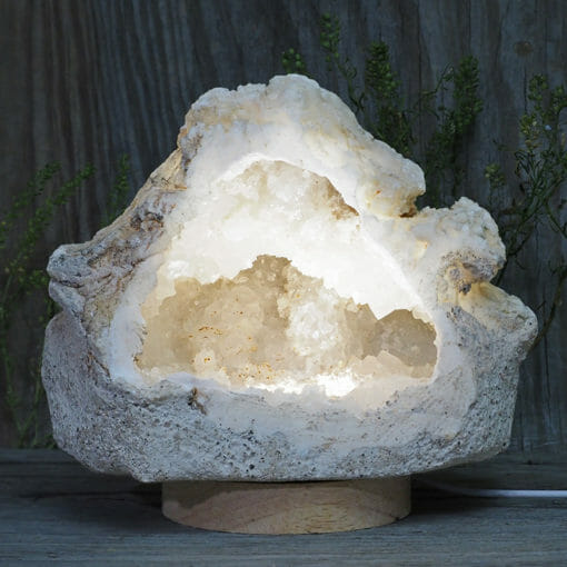 2.65kg Natural Calcite Geode Lamp with Large LED Light Base DB059 | Himalayan Salt Factory
