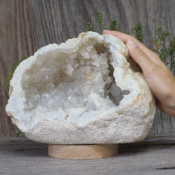 2.92kg Natural Calcite Geode Lamp with Large LED Light Base DB060 | Himalayan Salt Factory