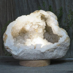 2.92kg Natural Calcite Geode Lamp with Large LED Light Base DB060 | Himalayan Salt Factory