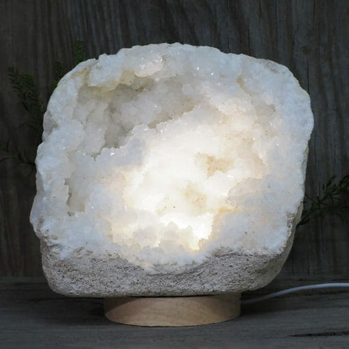 3.39kg Natural Calcite Geode Lamp with Large LED Light Base DR145 | Himalayan Salt Factory