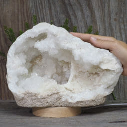 3.55kg Natural Calcite Geode Lamp with Large LED Light Base DR146 | Himalayan Salt Factory