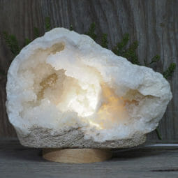 3.55kg Natural Calcite Geode Lamp with Large LED Light Base DR146 | Himalayan Salt Factory