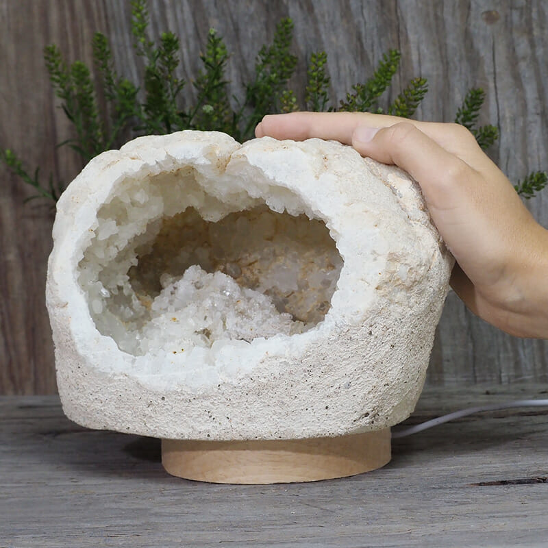 2.78kg Natural Calcite Geode Lamp with Large LED Light Base DR149 5 2.78kg Natural Calcite Geode Lamp with Large LED Light Base DR149 | Himalayan Salt Factory