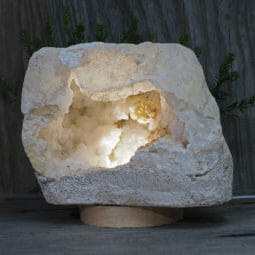 3.68kg Natural Calcite Geode Lamp with Large LED Light Base DR151 | Himalayan Salt Factory