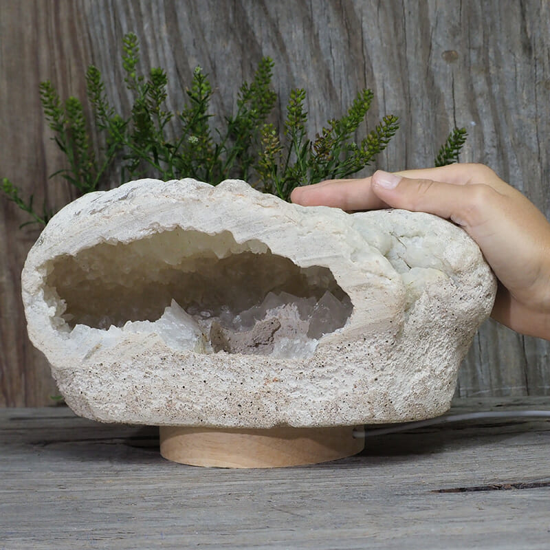 2.82kg Natural Calcite Geode Lamp with Large LED Light Base DR152 5 2.82kg Natural Calcite Geode Lamp with Large LED Light Base DR152 | Himalayan Salt Factory