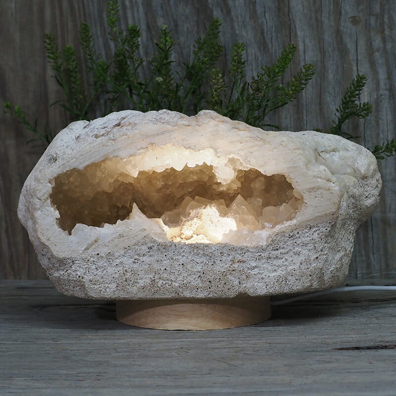 2.82kg Natural Calcite Geode Lamp with Large LED Light Base DR152 3 2.82kg Natural Calcite Geode Lamp with Large LED Light Base DR152 | Himalayan Salt Factory