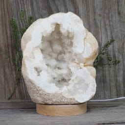 2.73kg Natural Calcite Geode Lamp with Large LED Light Base DR162 | Himalayan Salt Factory