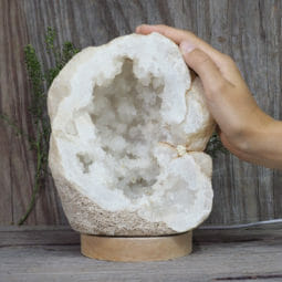 2.73kg Natural Calcite Geode Lamp with Large LED Light Base DR162 | Himalayan Salt Factory