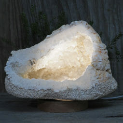 3.02kg Natural Calcite Geode Lamp with Large LED Light Base DR163 | Himalayan Salt Factory