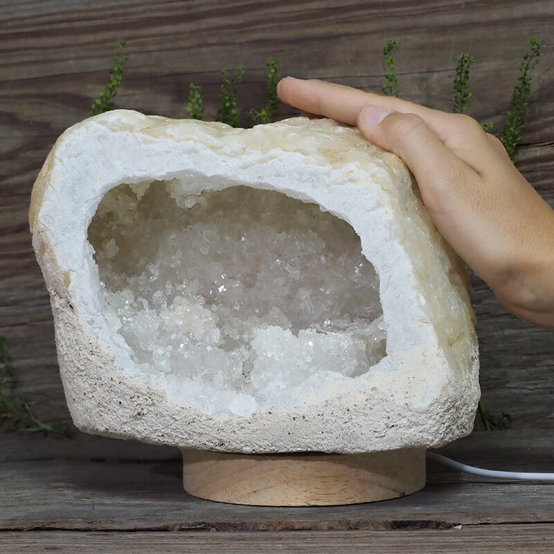 2.42kg Natural Calcite Geode Lamp with Large LED Light Base DS1953 5 2.42kg Natural Calcite Geode Lamp with Large LED Light Base DS1953 | Himalayan Salt Factory