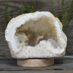 2.12kg Natural Calcite Geode Lamp with Large LED Light Base DS1955 | Himalayan Salt Factory