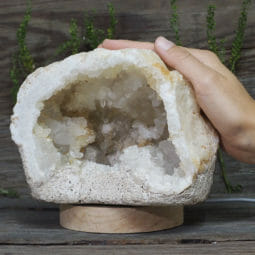2.12kg Natural Calcite Geode Lamp with Large LED Light Base DS1955 | Himalayan Salt Factory