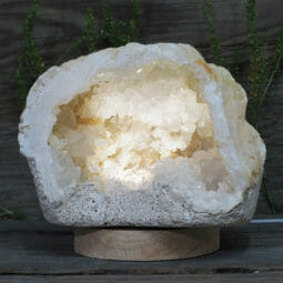 2.12kg Natural Calcite Geode Lamp with Large LED Light Base DS1955 | Himalayan Salt Factory