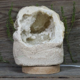 2.06kg Natural Calcite Geode Lamp with Large LED Light Base DS1958 | Himalayan Salt Factory
