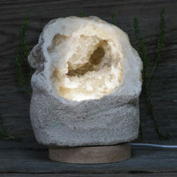 2.06kg Natural Calcite Geode Lamp with Large LED Light Base DS1958 | Himalayan Salt Factory