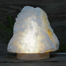 2.49kg Natural Clear Quartz Cluster Lamp on LED Large Base DR006 | Himalayan Salt Factory