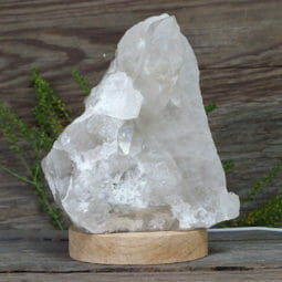 1.70kg Natural Clear Quartz Cluster Lamp on LED Large Base DR007 | Himalayan Salt Factory