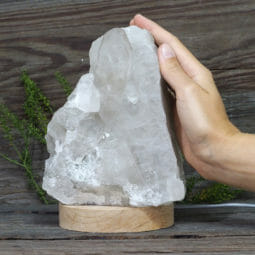 1.70kg Natural Clear Quartz Cluster Lamp on LED Large Base DR007 | Himalayan Salt Factory