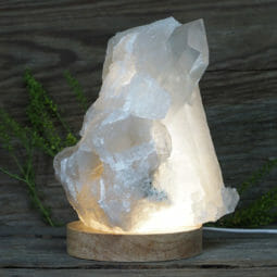 1.70kg Natural Clear Quartz Cluster Lamp on LED Large Base DR007 | Himalayan Salt Factory