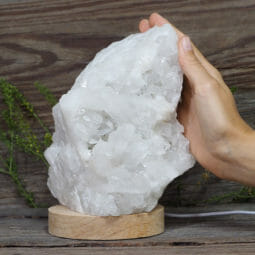 2.20kg Natural Clear Quartz Cluster Lamp on LED Large Base DR008 | Himalayan Salt Factory