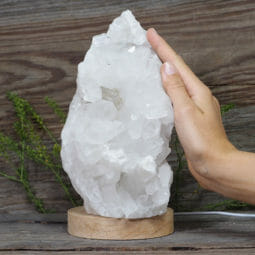 2.76kg Natural Clear Quartz Cluster Lamp on LED Large Base DR010 | Himalayan Salt Factory
